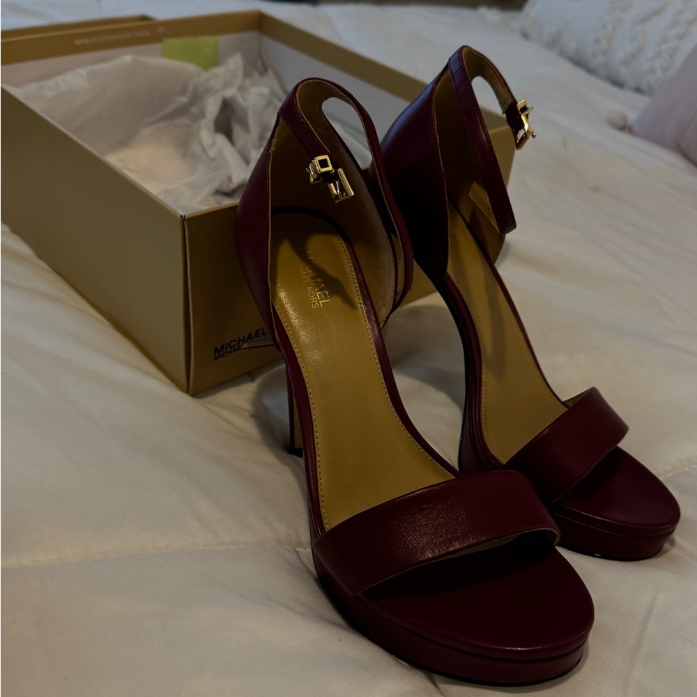 Michael Kors Dark Red Ankle Strap Heels